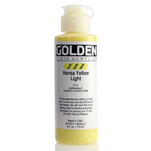 Golden, Fluid Acrylic, Paint, 4oz, Hansa Yellow Light